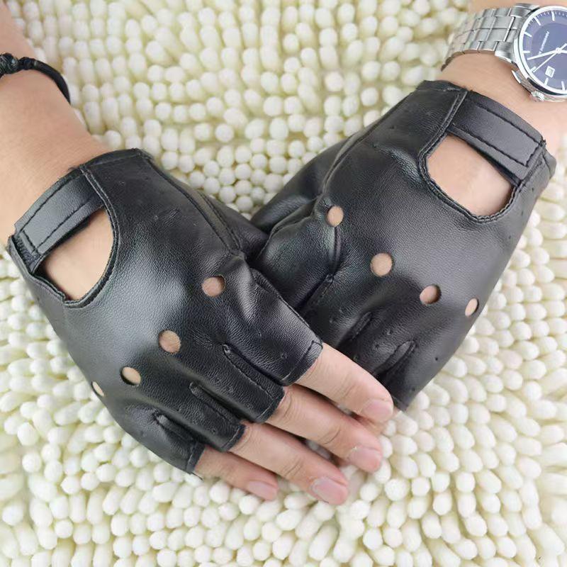 Tech Wear Accessories - Gants mi-doigts unisexes en similicuir pour