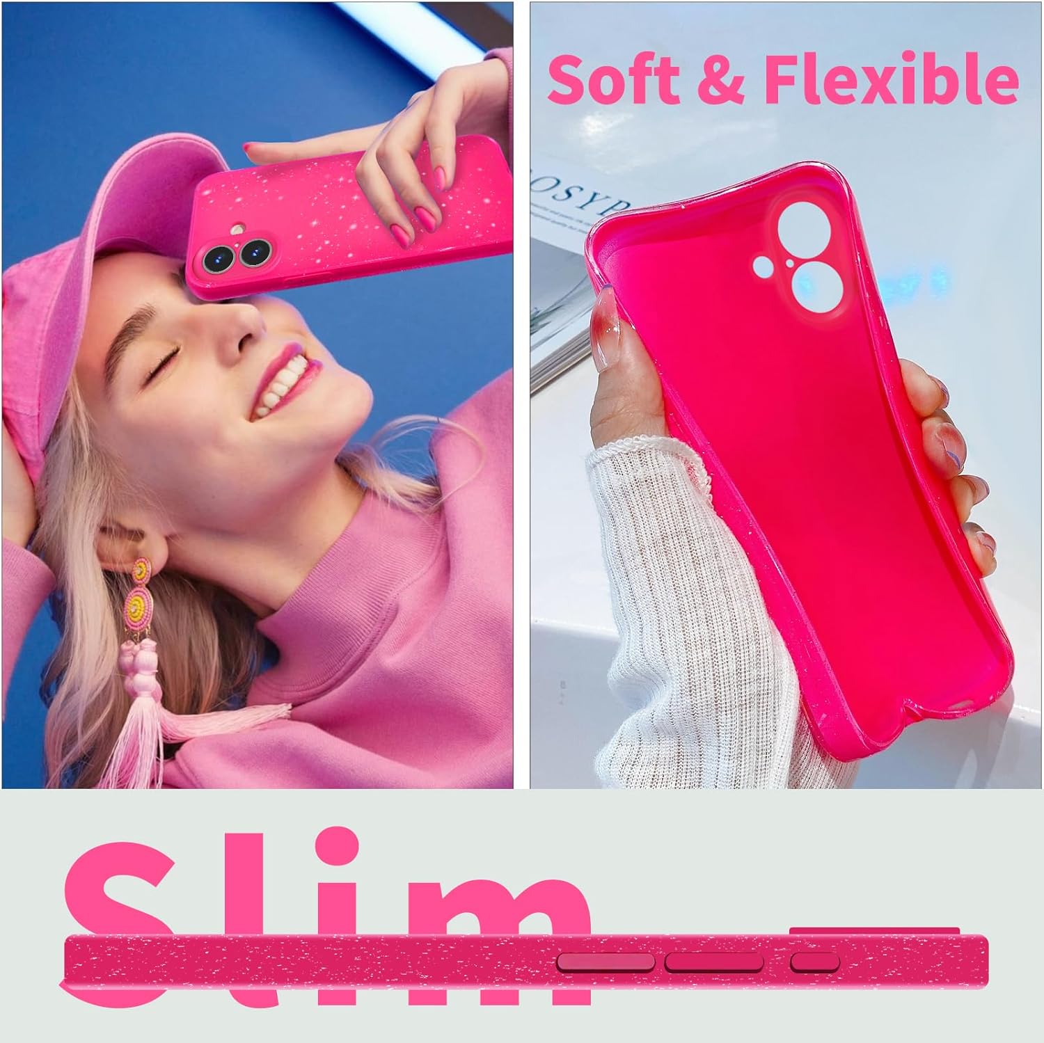 Coque à paillettes Rose vif po - Tech Accessories Iphone avis et prix